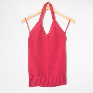 Old Navy | Vintage 00’s Y2K Dust Red Knit Halter Top | Size M